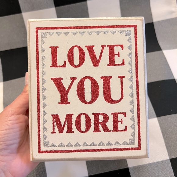 Love You More Rustic Farmhouse Style Wood Valentines Day Sign tiered tray ready - Picture 1 of 9